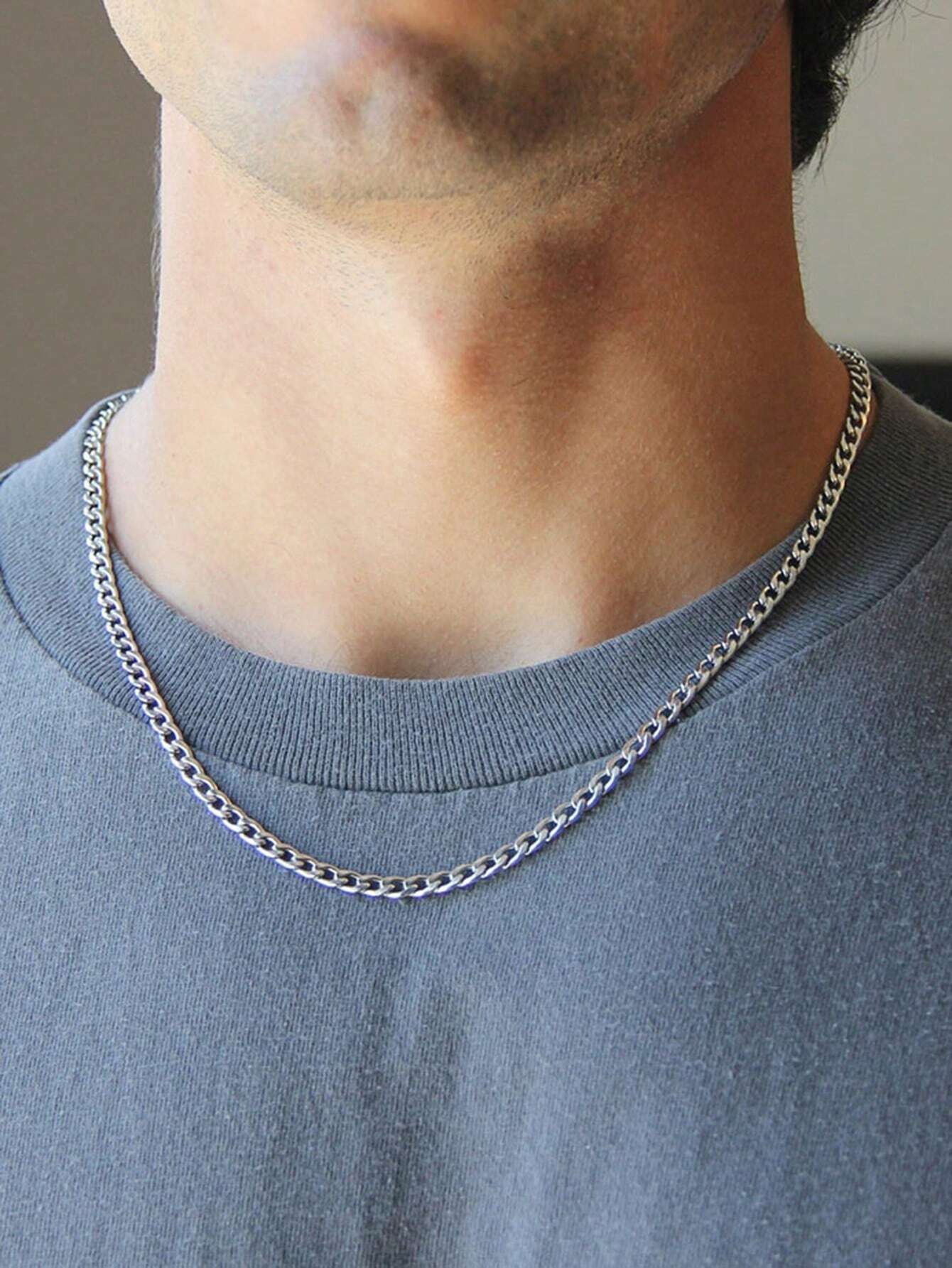 Fashion Men'S Lock Chain Necklace/Stainless Steel Waterproof & Anti-Fading Chain/Simple Silver Men'S Chain/Gift for Him