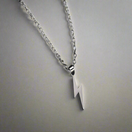 Men Lightning Pendant Necklace Stainless Steel Punk Hip Pop Style